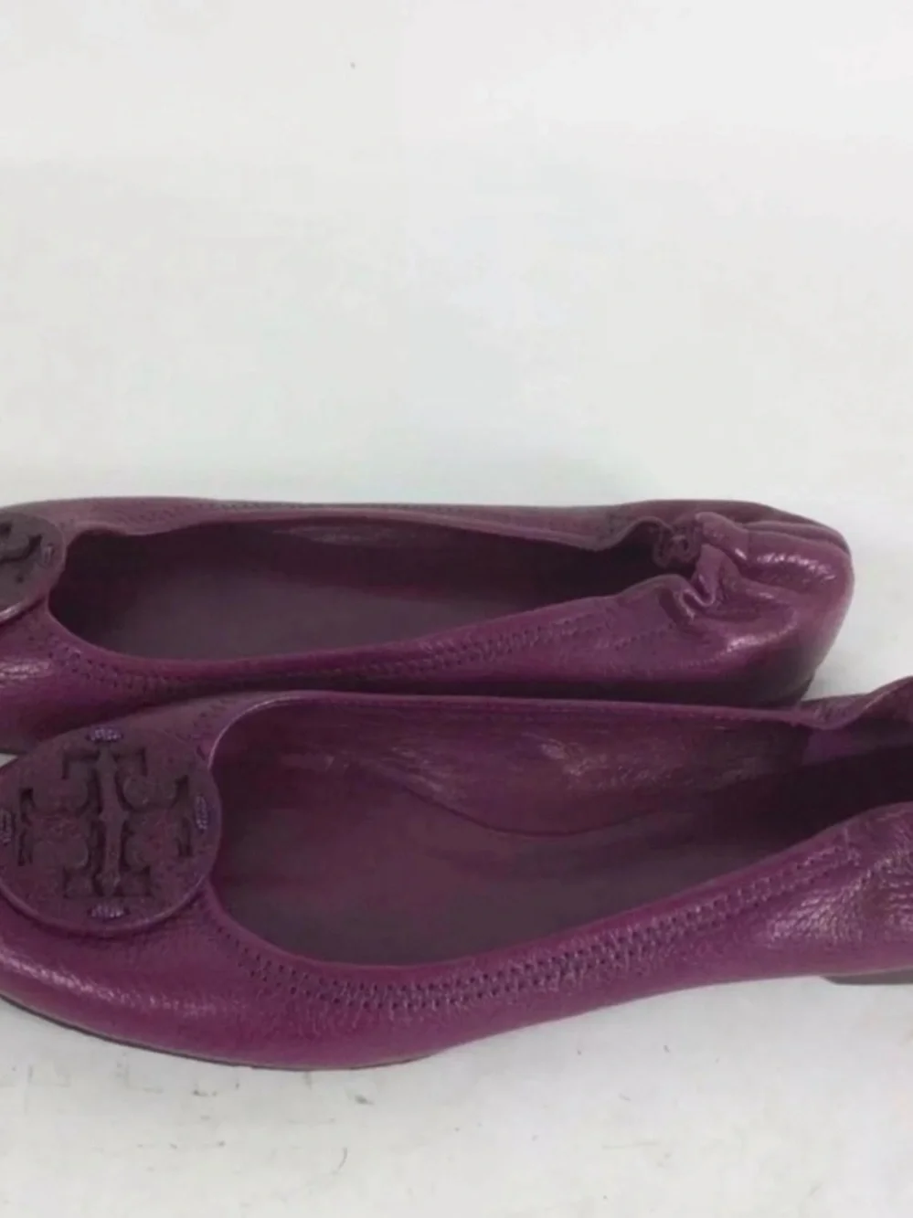Tory Burch Magenta Leather Logo Ballet Flats